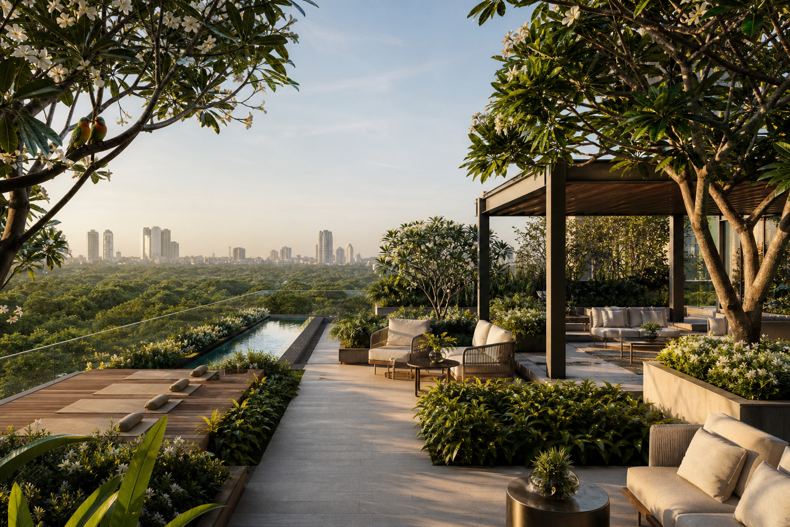 Lush elevated recreation terrace